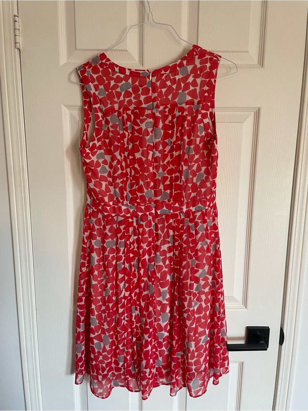 Nine West Red and Gray Sleeveless Printed A-Line Dress